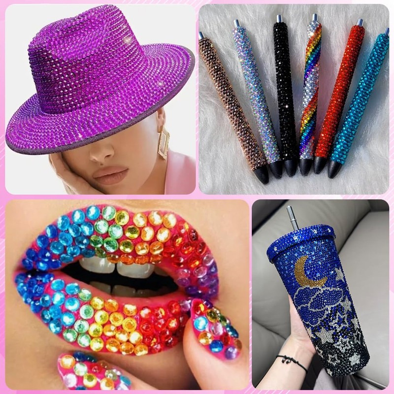 JOLCEEY Nail Art Rhinestones 4mm Bedazzling Kit Flat Back Gems