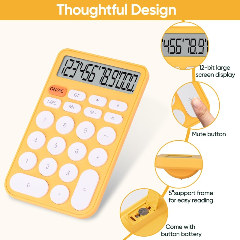Basic 4 Function Calculator for Students and Office: Small, Portable,
