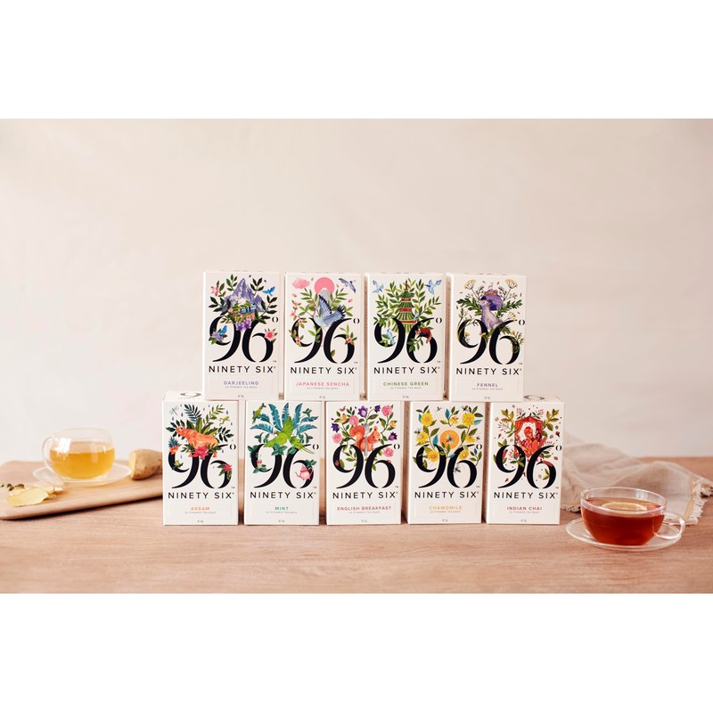 96° English Breakfast Tea - 20 Pyramid Tea Bags, Individually