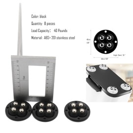 SCXCLY 8pcs Self Adhesive Mini Caster Wheels,360° Rotation Universal Wheel,(with 4 Ball Bearings), ABS+ Stainless Steel (Black)