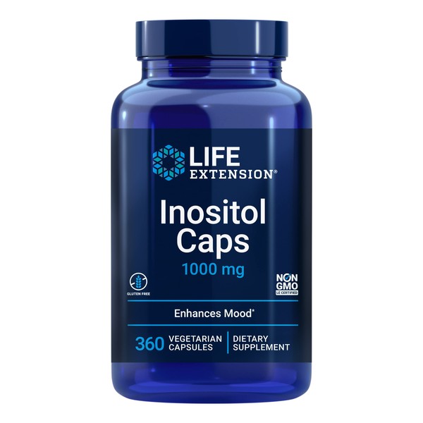 Life Extension Inositol Caps 1000 mg - Myo-inositol Supplement - Gluten-Free, Non-GMO, Vegetarian - 360 Capsules