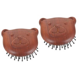 GLEAVI 2pcs Wooden Bear Scalp Massage Comb Portable Hair Brush for Relaxation and Circulation Deform Resistant Design for Personal Salon Use