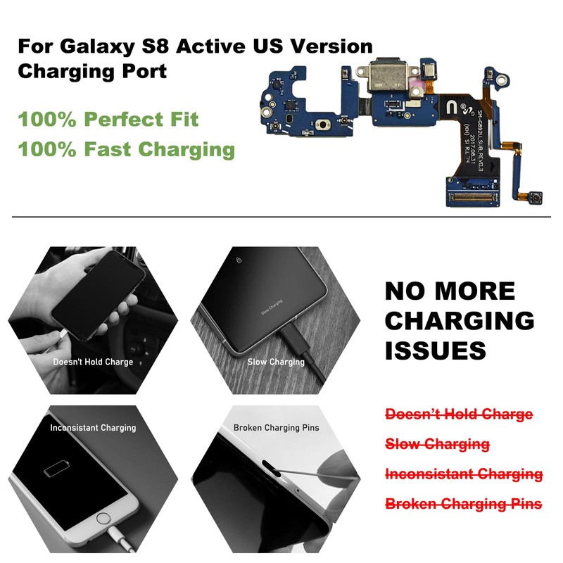 Charging Port Replacement Kit Compatible with Galaxy S8 Active US