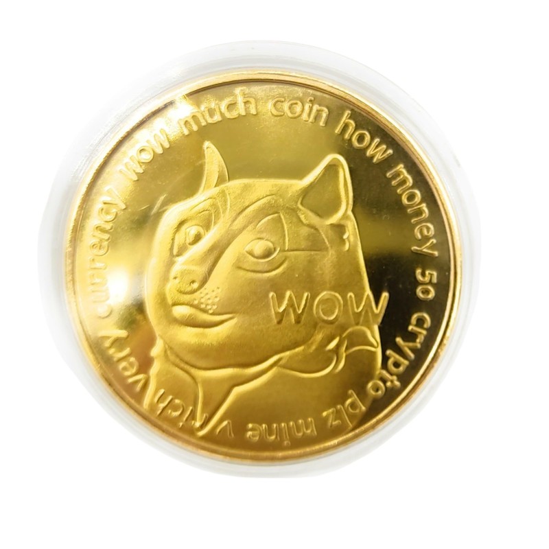 Promotech 24K Gold Plated 45mm Diameter Dogecoin MEMECOIN Coin Collectible