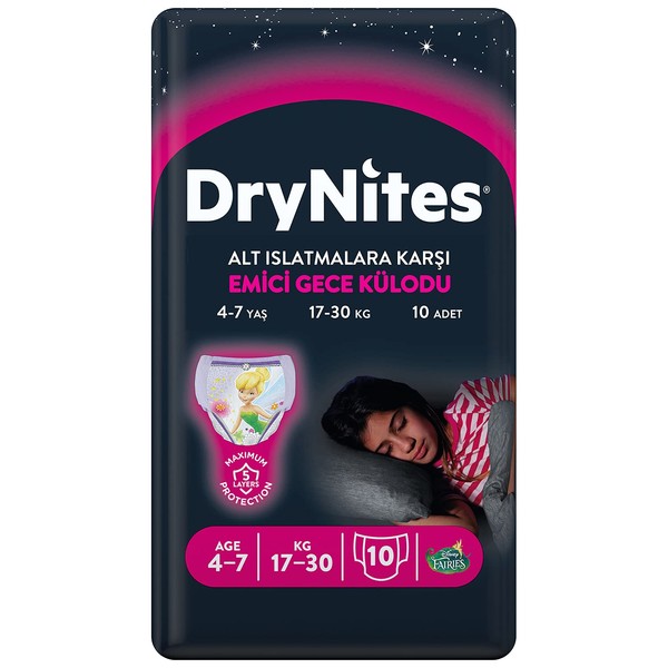 Huggies DryNites Bed wetting Pyjama Pants for Girls, Age 4-7, (10 Pants )