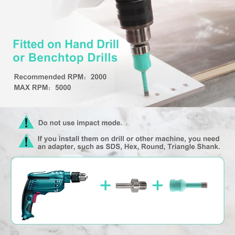 Adapter for Diamond Drill Bit Tiles - 2 Pieces M14