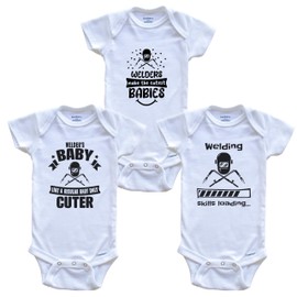 Really Awesome Shirts Welding Welder Funny Cute Baby Bodysuit Bundle (3 Piece Set), 3-6 Months White