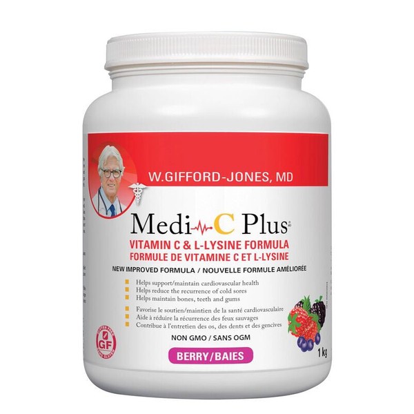 W. Gifford-Jones MD Medi-C Plus Vitamin C & L- Lysine Formula with Magnesium Ascorbate - Berry, 1 kg