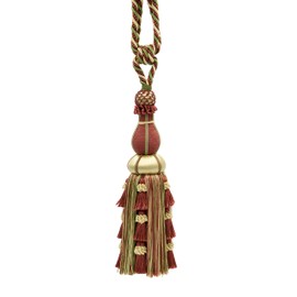 DÉCOPRO Large Elegant Curtain & Drapery Tassel Tieback, Tassel Length 12" (30.5cm), Spread 30" (76cm) # TBAX12, Watermelon Red #LX06 (Pink Red, Yellow Green, White Gold) Individually Sold