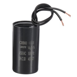 PATIKIL 14uf CBB60 Run Capacitor, AC 450V 2 Wires 50/60Hz Motor Running Capacitor 60x33x60, Black