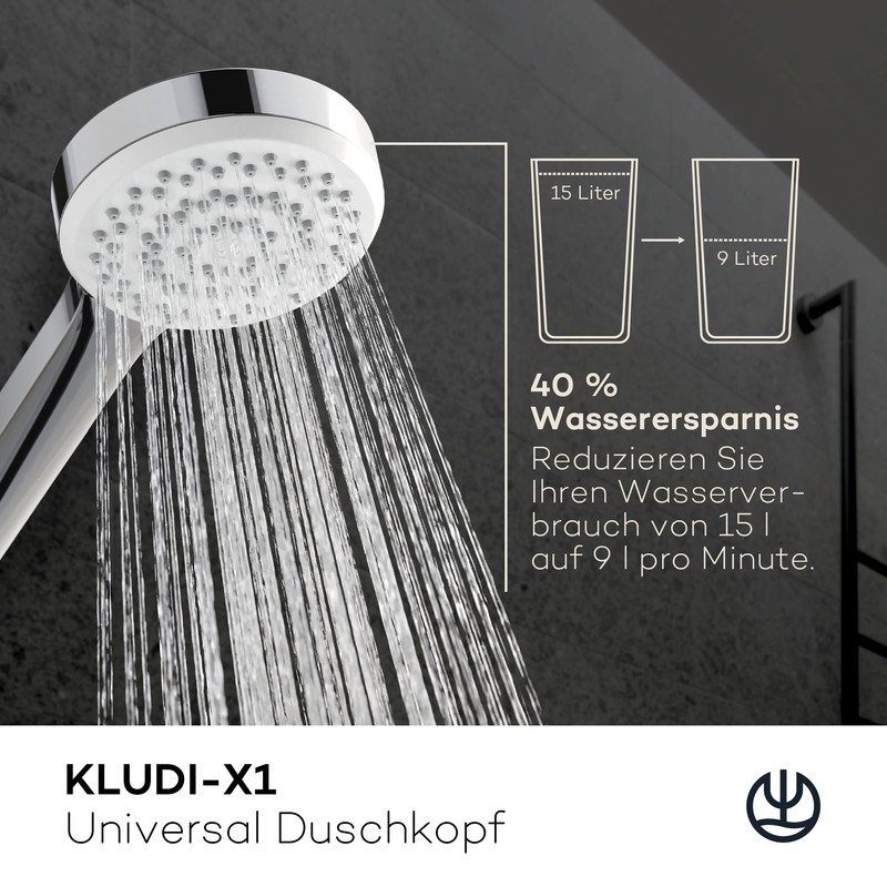 KLUDI -X1 Universal Shower Head Water-Saving Option, Shower Head with