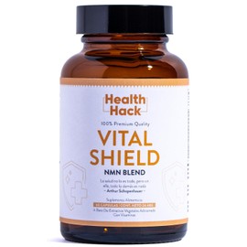 Health Hack Vital Shield NMN Blend | Mejora Tus Defensas de Forma Natural | NMN, Vitamina C, Quercetina, Zinc, Vitaminas B6, B9, B12 y D3 | Fortalecimiento y Protección Corporal