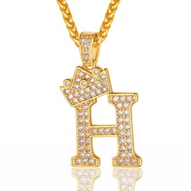 H Necklace with Initials Women Letter Pendant Necklace Gold Plated Initial Jewelry Men Name H Chain