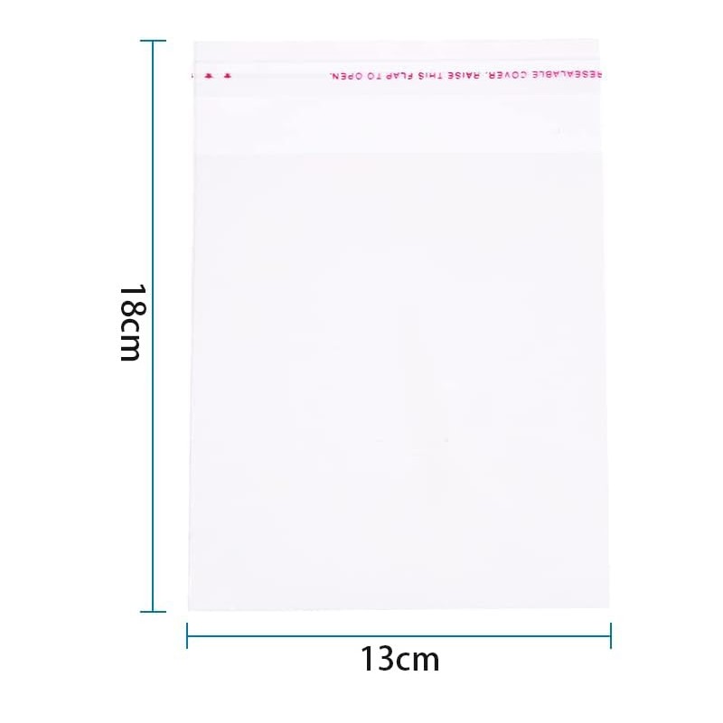 200Pcs 13x18cm Clear Poly Bags, Self Sealing OPP Cello, Plastic