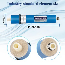 Reverse Osmosis Membrane 100 GPD 11.75"x1.75" RO Membrane Water Filter Replacement Fits Standard for Under Sink RO Drinking Water Filter Filtration Purifier System