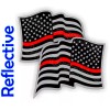 Unbranded/Generic REFLECTIVE Wavy THIN RED LINE American Flags Stickers Decals Flag Firefighter