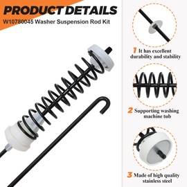 【ALLOY UPGRADED】W10780045 WTW4816FW2 NTW4516FW2 NTW4605EW0 NTW4516FW1 WTW4800BQ1 Washer Suspension Rods Kit 4 Pcs by Beaquicy-Washer Parts for Whirlpool Kenmore Suspension Rods RTW4516FW1,11020102310