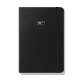 Wykeham's Executive Journal – 2025 Day Per Page Diary and Planner – Personalisation Available (Black, A5)