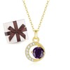 COAI Gold Plated Silver Crescent Moon Birthstone Necklace for Women,