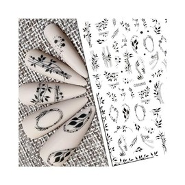 Generic Flower Branch Leaf Nail Sticker Frame Crown Rose Lace Decorative Design Line G868Ms Nail Wraps Stickers Manicure Supplies for Women Nails Full Long Lasting Easy Apply and Remove