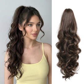 24 Inch Claw Clip Ponytail Extension, Chocolate Brown