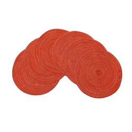 Leegood 15Inch Round Placemats for Dining Table - Heat-Resistant Non-Slip Polyester Ramie Blend, Oil-Proof Reusable Easy-Clean Kitchen Mats for Home & Restaurant (6-Pack) (Red)