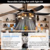 Ohniyou Farmhouse Ceiling Fan with Lights and Remote,52 inch Rustic