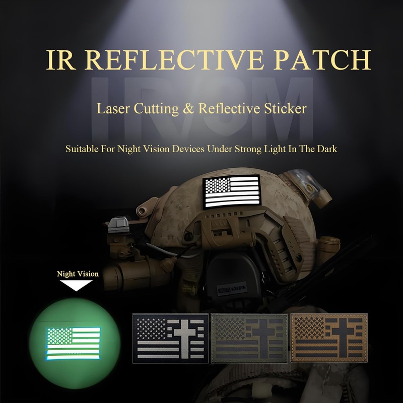 2 PCS EmWoot American Flag Cross Patches Reflective Patch Laser