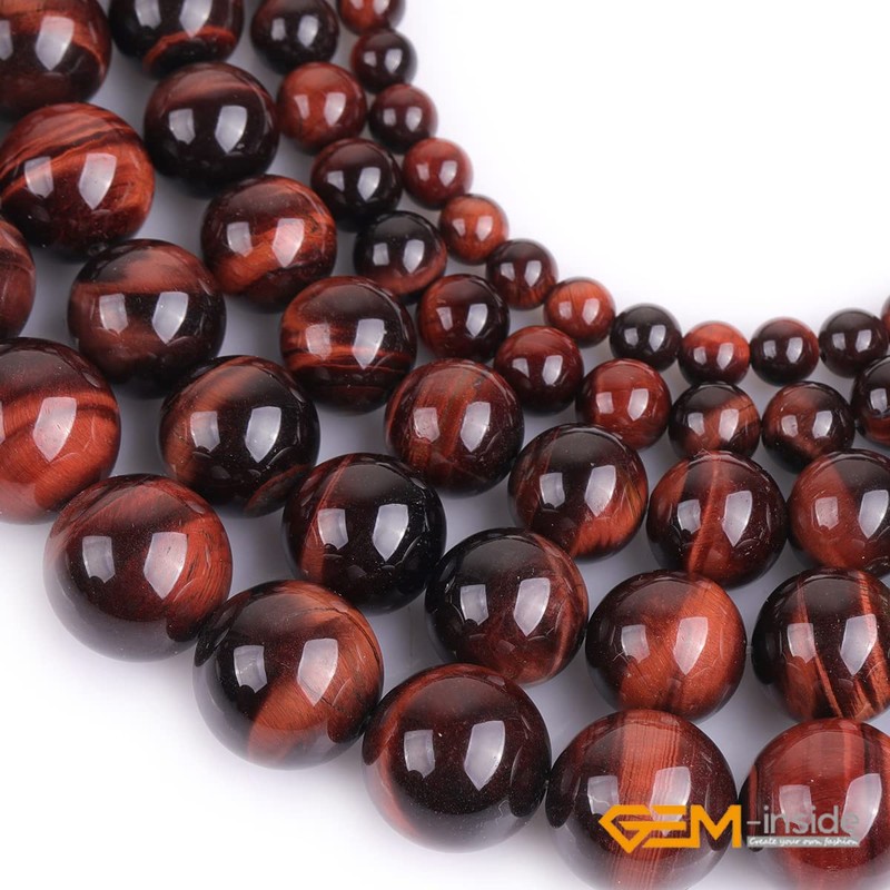 (16mm/Red) - GEM-inside 16mm Round Red Tiger Eye Beads Strand