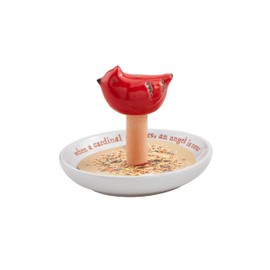 Mud Pie Cardinal Ceramic Bird Feeder; 6" X 5 1/2" Dia