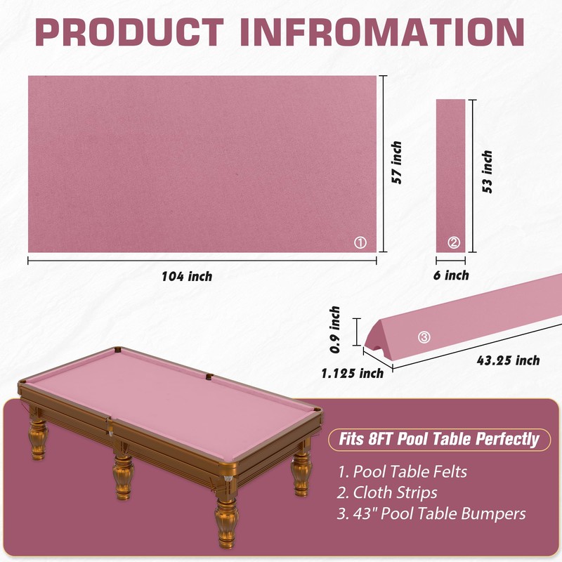 iEsstros 8ft Pool Table Felt and Bumper Kit Felt for