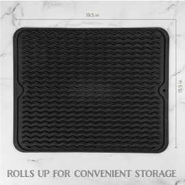 Oizeir - Alfombrilla de silicona para secar platos, orificio de drenaje, antideslizante, resistente al calor, plegable. Ideal para platos, fregadero de cocina, encimera, forro de cajón de nevera o