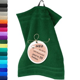 Lashuma Guest Towel 30 x 50 cm in Fir Green, London Terry Towelling Towel for Face and Children's Towel