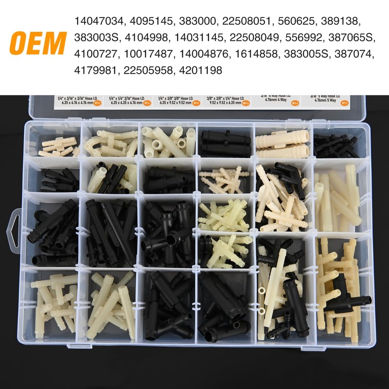 GOOACC 159Pcs 32 Size Automotive Vacuum Tubing Tee Connector Assortment