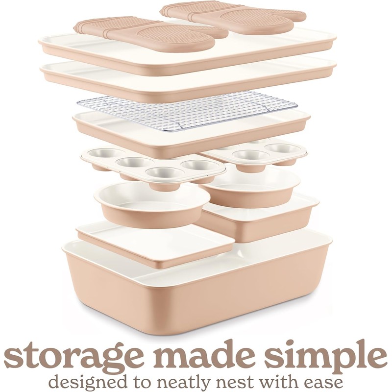 Country Kitchen Nonstick Stackable Bakeware Set - Deluxe Heavy Duty,