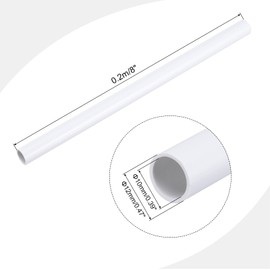 sourcing map 1/2 Inch PVC Rigid Tube Round Pipe Tubing Hardware Tubing 10mm ID 12mm OD 8" Length White High Impact for Water Pipe, Crafts