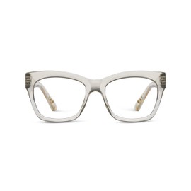 Peepers by PeeperSpecs Women's Marigold Soft Square Blue Light Blocking Reading Glasses, Fog, 54 + 0