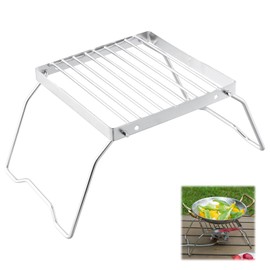 Camping Grill Grate, Portable Campfire Grill, Outdoor Grill Grid, Burner Stand, Barbecue Grill, Stainless Steel, Foldable Campfire Grill for Backpacking, Grilling, Hiking, Picnics, Fishing