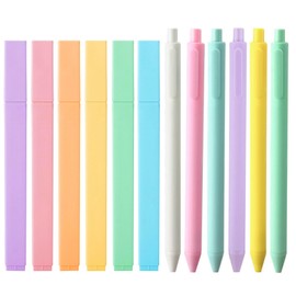 UPSIME Aesthetic Highlighters, 12PCS Colourful Bible Highlighters and Pens No Bleed, Black Ink Gel Pens, Bible Study Supplies,School Supplies