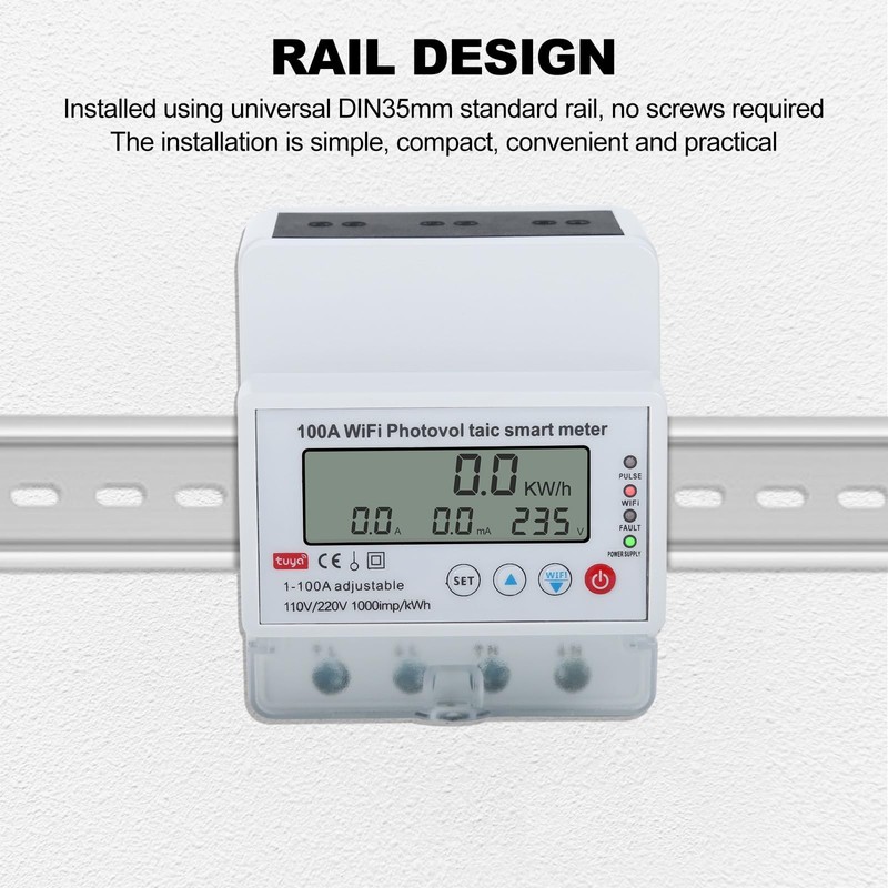 Jadeshay WiFi Energy Meter 100A Single-phase 4P Tuya WiFi Photovoltaic