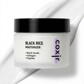 Korean Black Rice Face Moisturizer Cream by Coxir, Hydrating K-Beauty Facial Cream for Dry or Dull Skin, Daily Skin Care