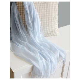 Jeelow Lightweight Summer Scarf Light Shawl Wrap Linen Feel Scarves For Men And Women, Powder Blue, Medium