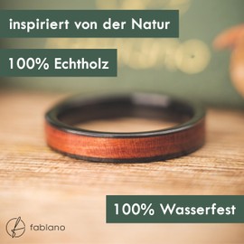 fablano Wooden Rings [100% Natural] for Rings Women and Men – Available as Ring Gold, Ring Silver, Ring Black & Rose Gold Women's Ring – Perfect Wedding Rings, Engagement Ring Women, Partner Rings,