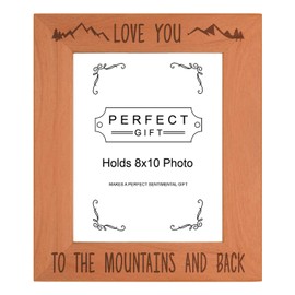Sentimental Frame For Couples Love You To The Mountains And Back Wood Engraved 8x10 Portrait Picture Frame