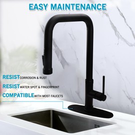 Faucet Plate, 10 Inch Sink Hole Cover, Faucet Deck Plate for 1 or 3 Hole Bathroom or Kitchen Sink Faucet Stainless Steel Escutcheon Plate Matte Black, Round