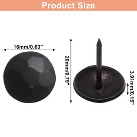 SWZHAI 100Pcs Upholstery Tacks for Furniture, 16x20mm Vintage Decorative Nails Metal Upholstery Nails for Wood Black Thumb Tacks for Furniture Sofa