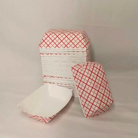 Oasis Supply Disposable Red and White Checkered Paperboard Food Trays, Carnivals, Fairs, Festivals, and Picnics. Holds Nachos, Fries, Hot Corn Dogs, and More! Eco Friendly, Holds 3 LB., Count 100 pcs