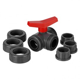 REKUBIK PVC-U 3-way ball valve T-bore 3x 1/2 inch female thread, white