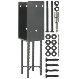 Wocepu 2 Pack Heavy Duty Stainless Steels U-Shape 4"x4"(Actually 4"x4") Wet Concrete Fence Post Holder, Psot Base, for Fence, Deck Railing, Pergola Wood Post Bracket Anchor (Dark Grey)