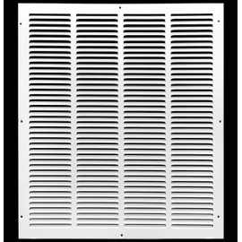HVAC Premium 20'' x 25'' [Duct Opening] Flat Stamped Steel Return Air Grille - Sidewall and Ceiling - HVAC Vent Duct Cover - White [Outer Dimensions: 21.75''w X 26.75''h]